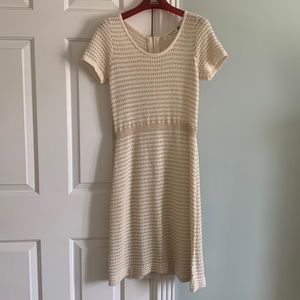 Anthropologie Sparrow sweater dress.  Cream with gold.  Size Medium